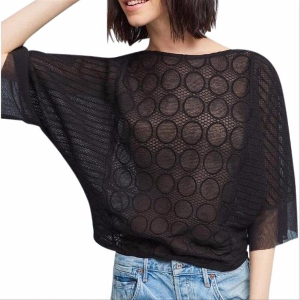 Anthropologie Akemi + Kin Black Llyra Dolman Sleeve Top NWT